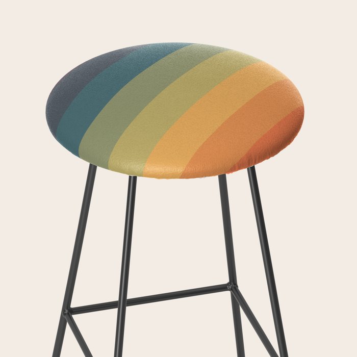 Colorful Retro Striped Rainbow Stool Gallery Image 2