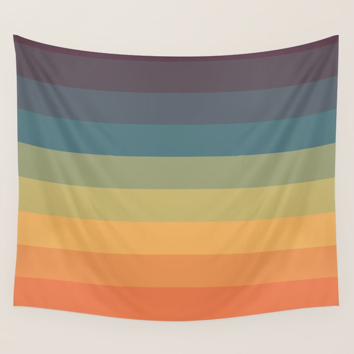 Colorful Retro Striped Rainbow Wall Tapestry Gallery Image 4