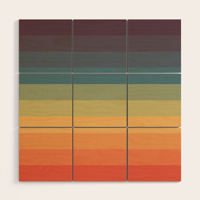 Colorful Retro Striped Rainbow Wood Wall Art Gallery Image 1