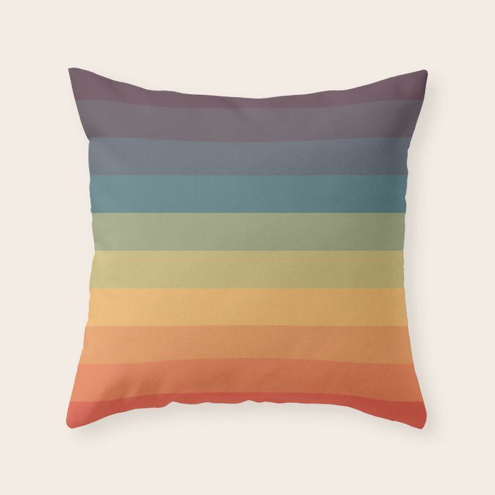 Colorful Retro Striped Rainbow Throw Pillow Gallery Image 6