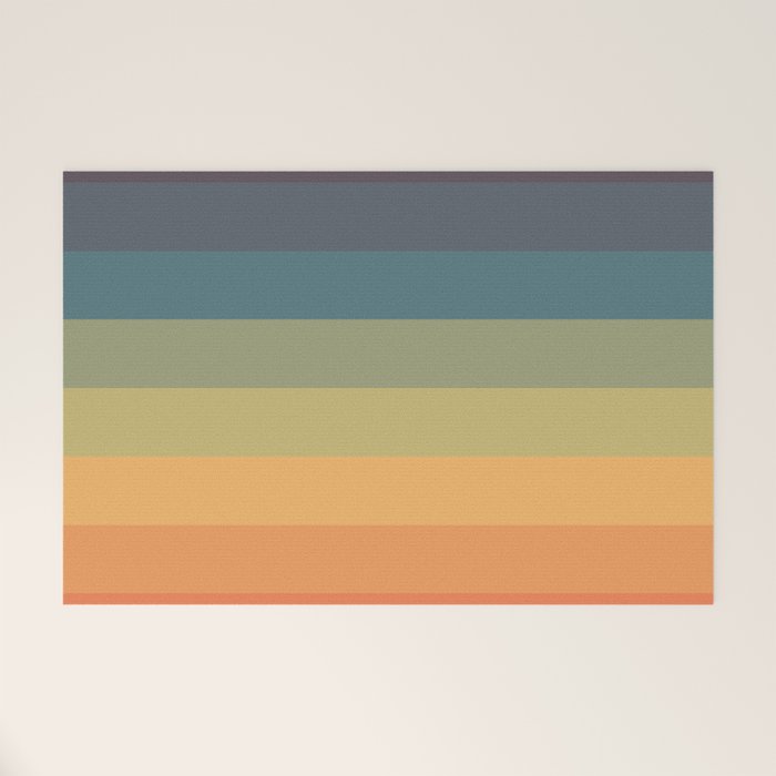 Colorful Retro Striped Rainbow Welcome Mat Gallery Image 1