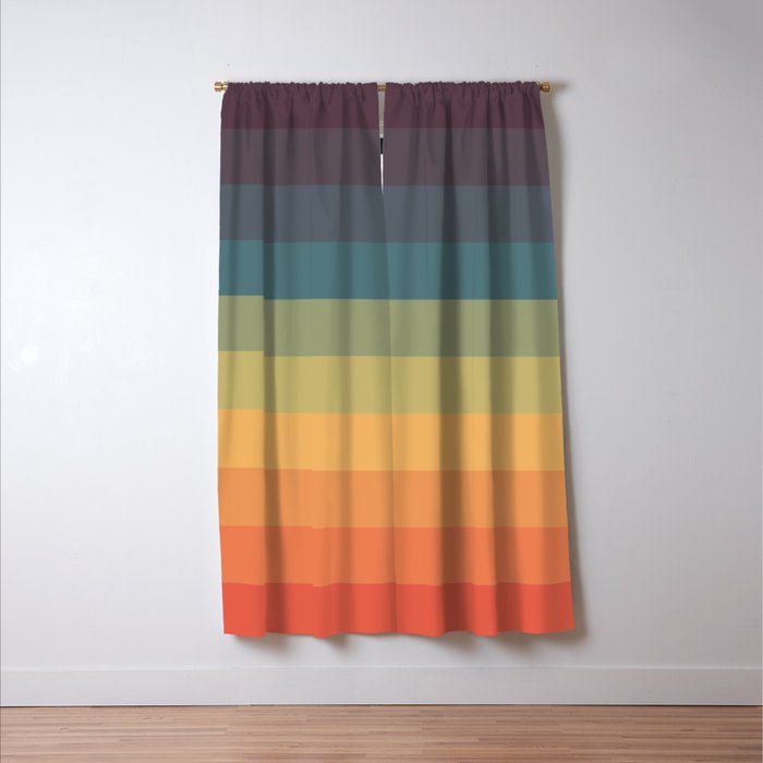 Colorful Retro Striped Rainbow Window Curtain Gallery Image 3