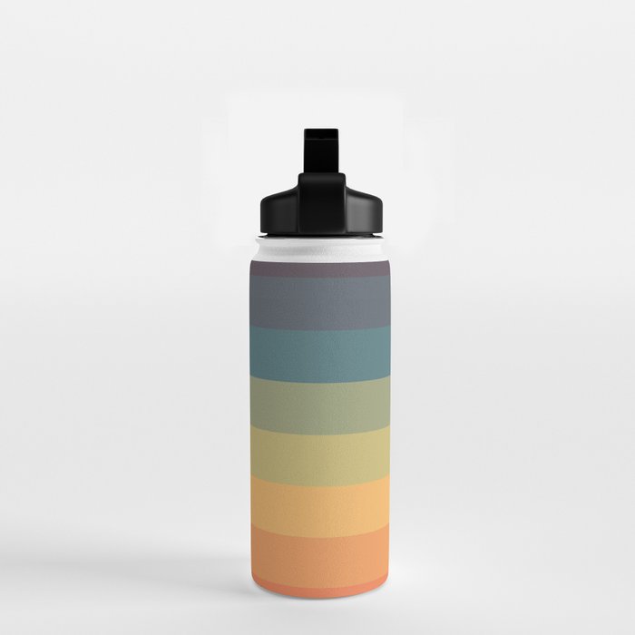 Colorful Retro Striped Rainbow Water Bottle Gallery Image 2