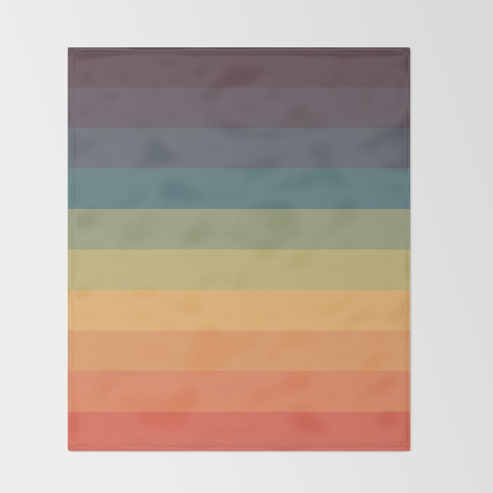 Colorful Retro Striped Rainbow Throw Blanket Gallery Image 2