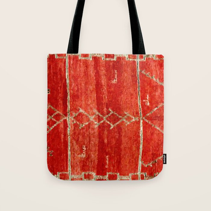 Vintage Red Moroccan Rug Print Tote Bag Gallery Image 1