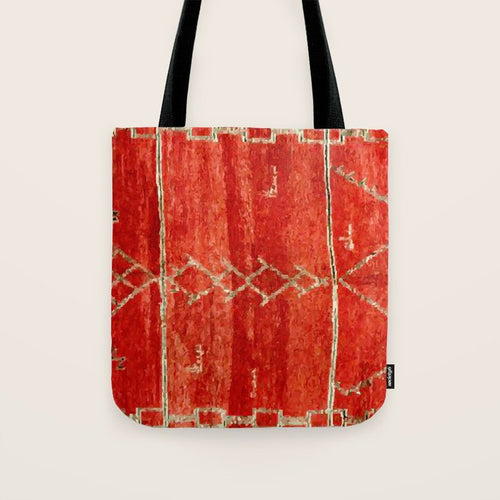 Vintage Red Moroccan Rug Print Tote Bag Gallery Image 1
