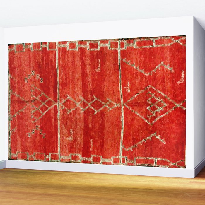 Vintage Red Moroccan Rug Print Wall Mural Gallery Image 2