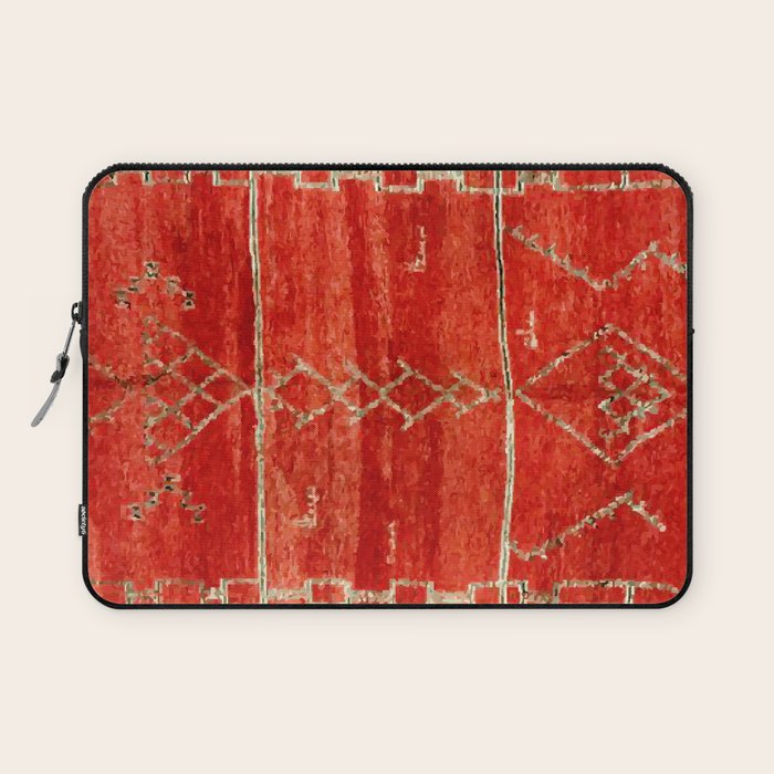 Vintage Red Moroccan Rug Print Laptop Sleeve Gallery Image 1