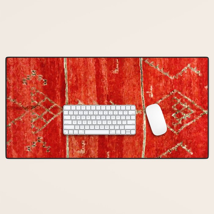 Vintage Red Moroccan Rug Print Desk Mat Gallery Image 1