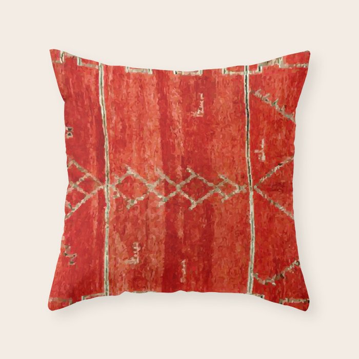 Vintage Red Moroccan Rug Print Throw Pillow Gallery Image 6