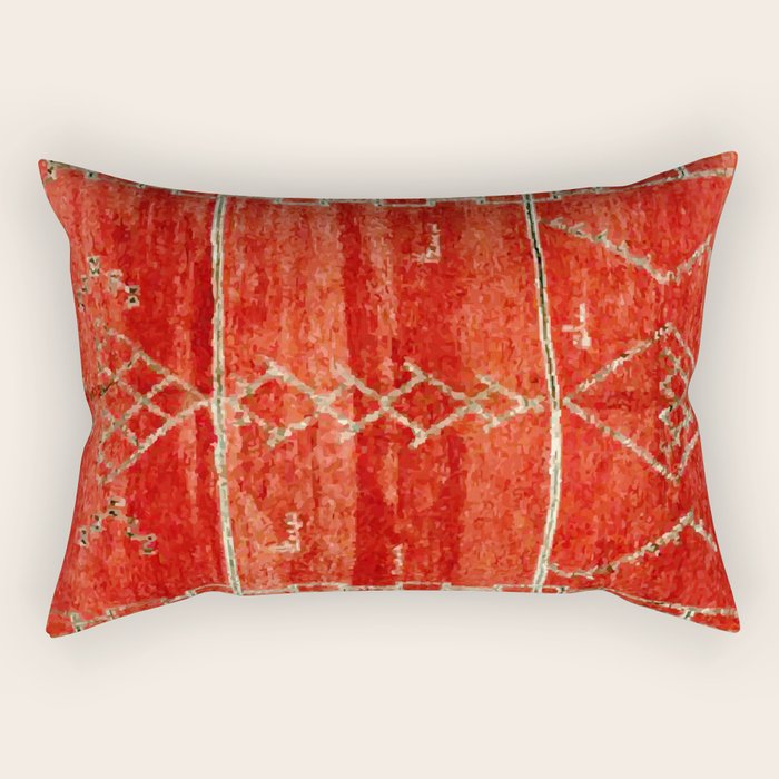 Vintage Red Moroccan Rug Print Rectangular Pillow Gallery Image 2