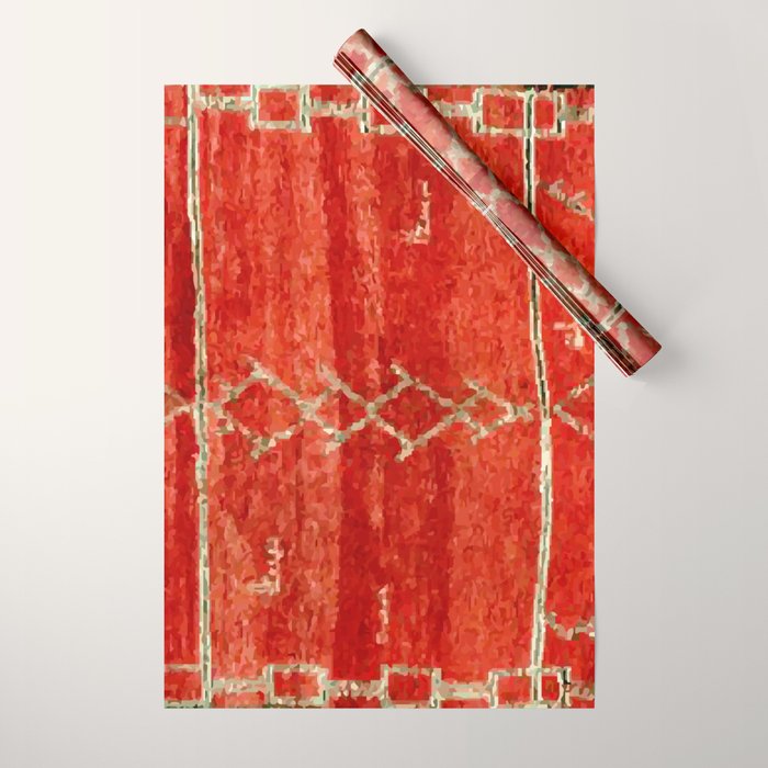 Vintage Red Moroccan Rug Print Wrapping Paper Gallery Image 1
