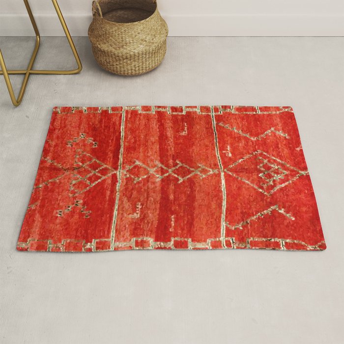 Vintage Red Moroccan Rug Print Rug Gallery Image 1