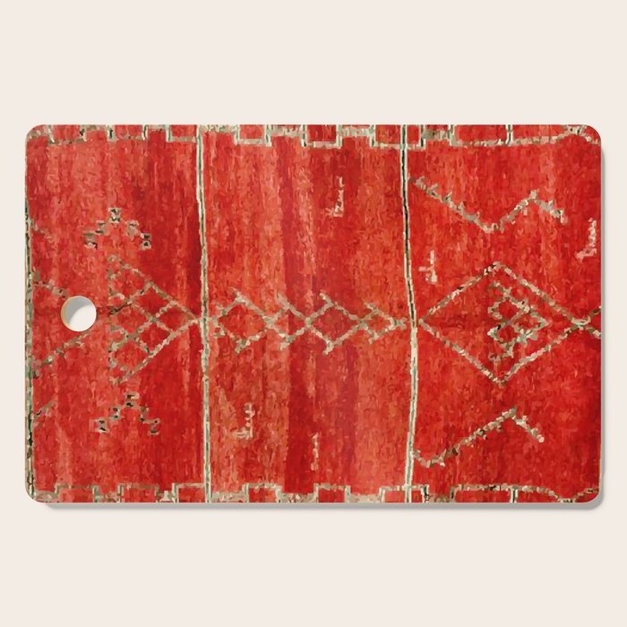 Vintage Red Moroccan Rug Print Cutting Board Gallery Image 1