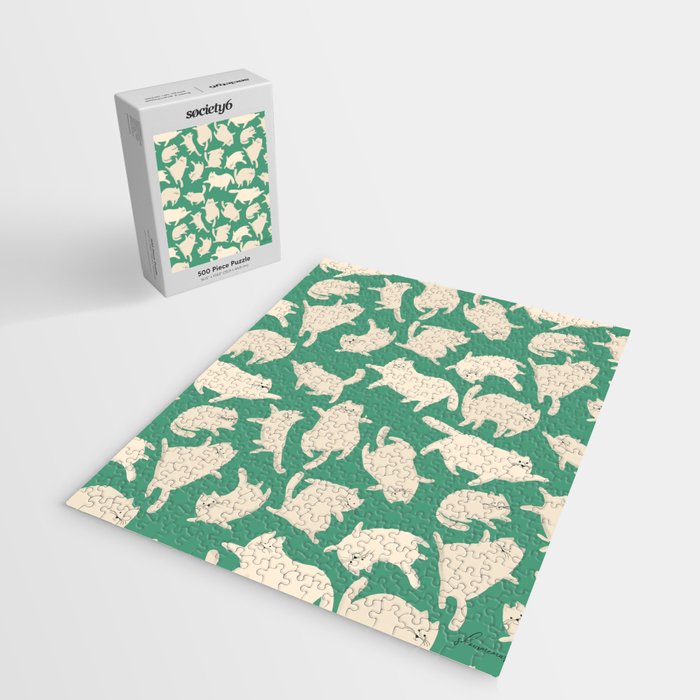 White Silly Cats Pattern Jigsaw Puzzle Gallery Image 2