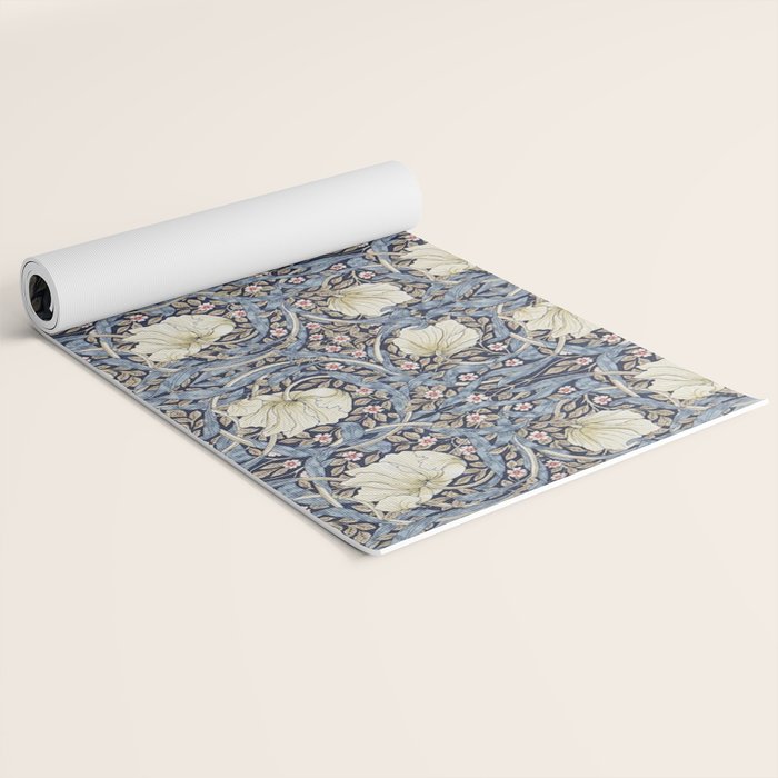 William Morris Vintage Pimpernel Dark Blue & Cream Yoga Mat Gallery Image 2
