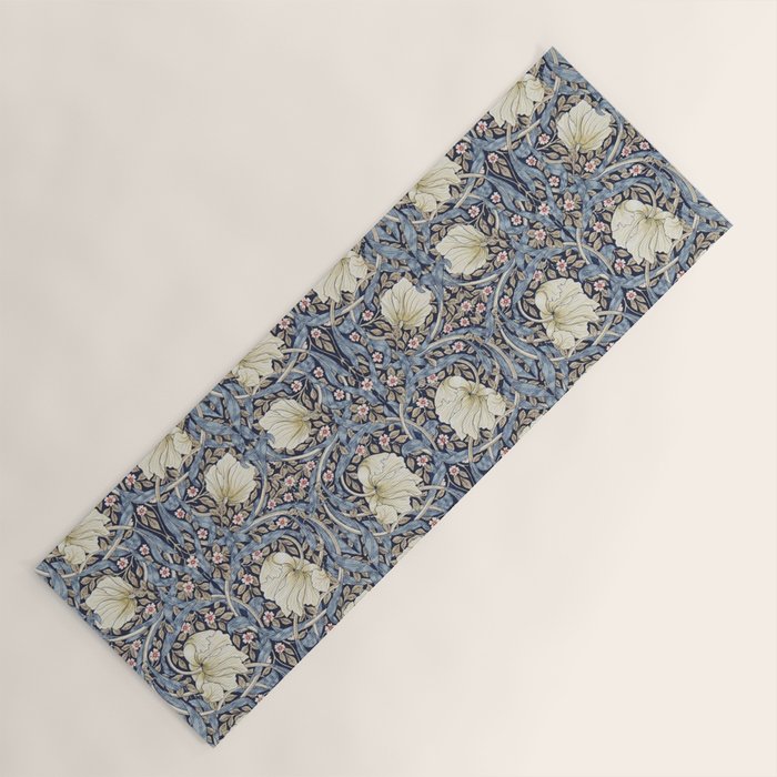 William Morris Vintage Pimpernel Dark Blue & Cream Yoga Mat Gallery Image 1