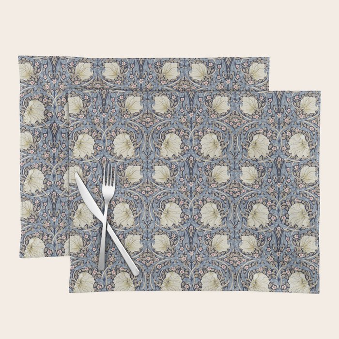 William Morris Vintage Pimpernel Dark Blue & Cream Placemat Gallery Image 1