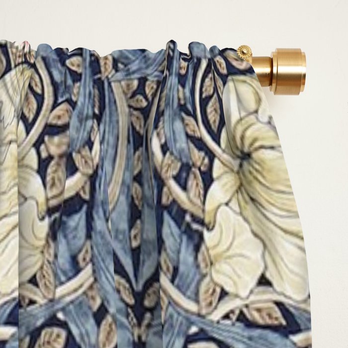 William Morris Vintage Pimpernel Dark Blue & Cream Window Curtain Gallery Image 2