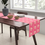 Cozy Vintage Cottage Flowers and Stripes Pattern in Pink Punch and Cream Table Runner Gallery Image 2