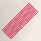 Cozy Vintage Cottage Flowers and Stripes Pattern in Pink Punch and Cream Yoga Mat Gallery Image 1