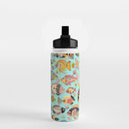 Whimsical Underwater World Multicolor Fish Pattern Turquoise Water Bottle Gallery Image 2
