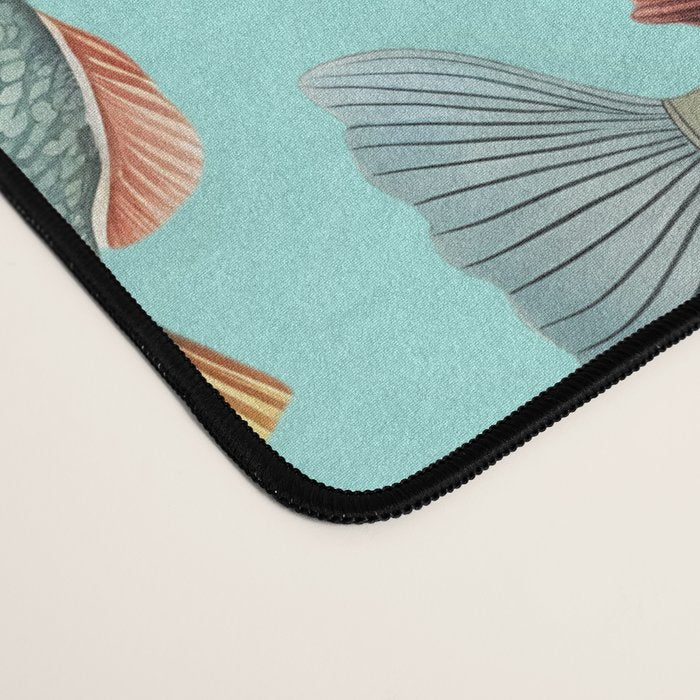 Whimsical Underwater World Multicolor Fish Pattern Turquoise Desk Mat Gallery Image 4