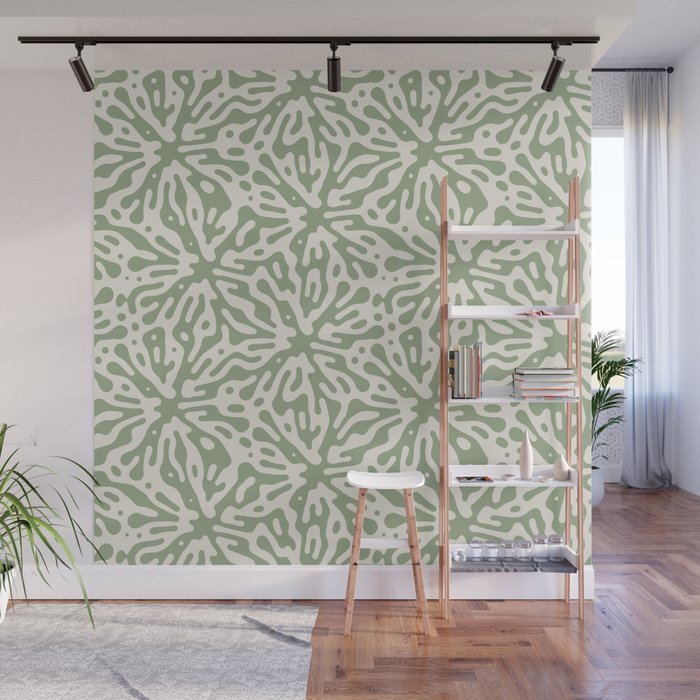 Organic Matter in Ivory and Green Wall Mural Gallery Image 1