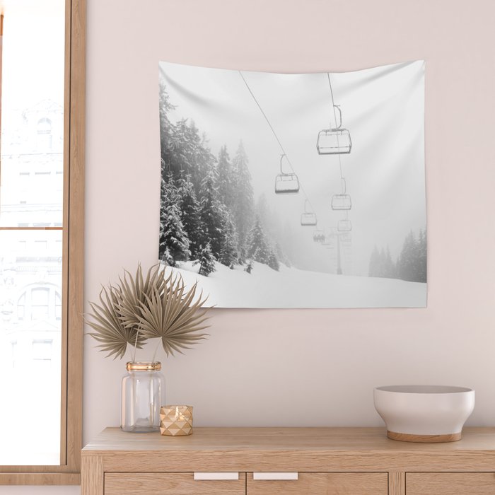 Ski Gondolas - Ski Lift Wall Tapestry Gallery Image 2