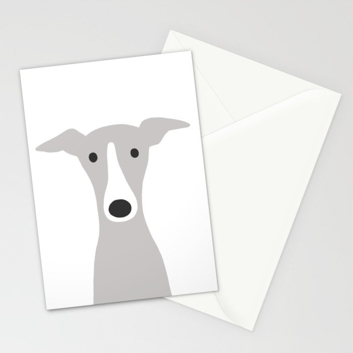 Cute Greyhound, Italian Greyhound or Whippet Cartoon Dog Stationery Card Gallery Image 2