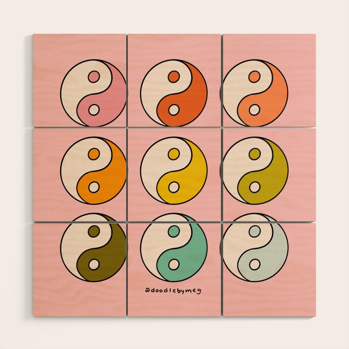 Rainbow Yin Yang Wood Wall Art Gallery Image 1
