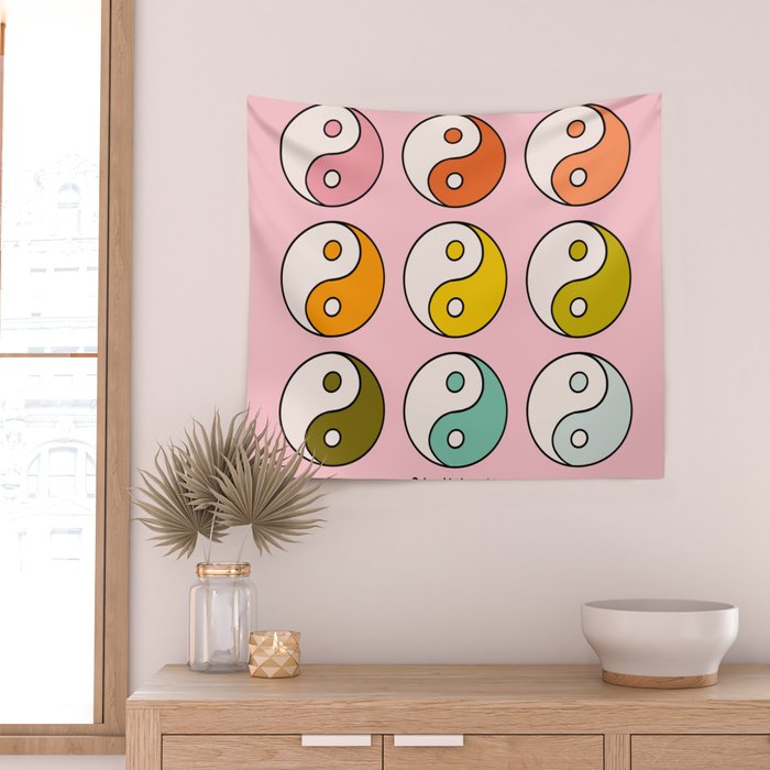Rainbow Yin Yang Wall Tapestry Gallery Image 2
