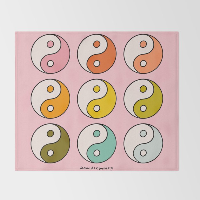 Rainbow Yin Yang Throw Blanket Gallery Image 2