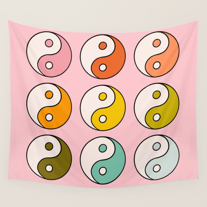 Rainbow Yin Yang Wall Tapestry Gallery Image 1
