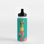 Flamingo Vibes |Tropical Pink Bird Pineapple on Head| Renee Davis Water Bottle Gallery Image 2