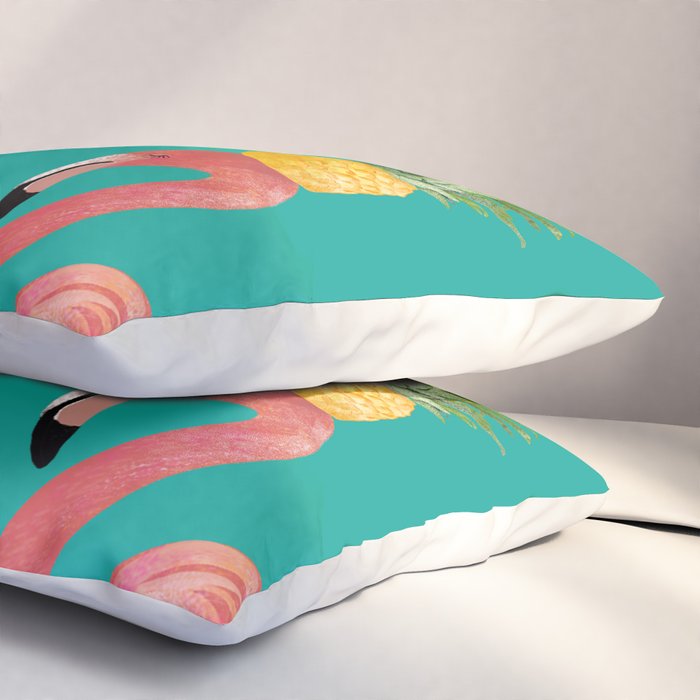 Flamingo Vibes |Tropical Pink Bird Pineapple on Head| Renee Davis Pillow Sham Gallery Image 3
