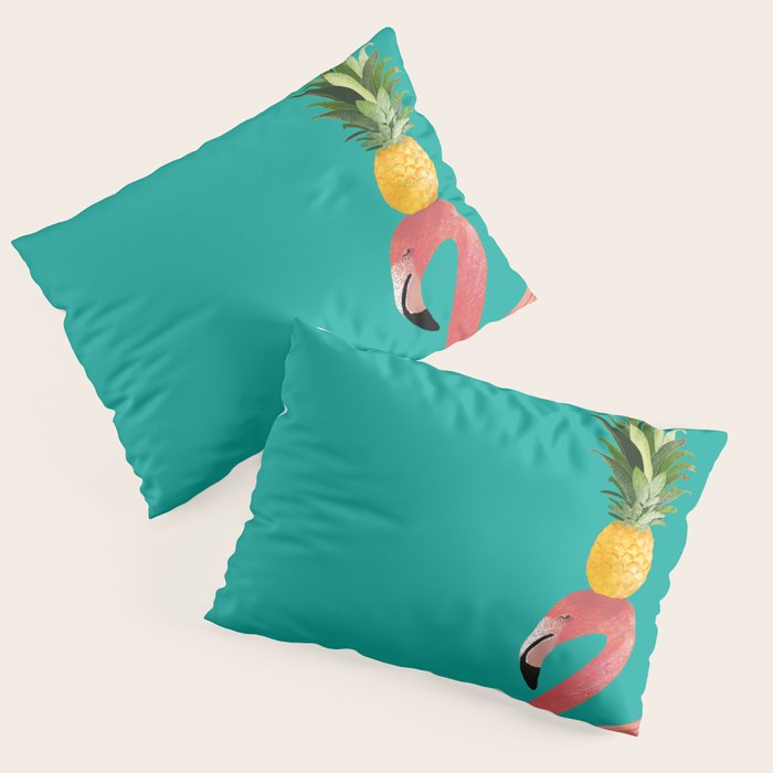 Flamingo Vibes |Tropical Pink Bird Pineapple on Head| Renee Davis Pillow Sham Gallery Image 1