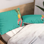 Flamingo Vibes |Tropical Pink Bird Pineapple on Head| Renee Davis Pillow Sham Gallery Image 2