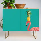 Flamingo Vibes |Tropical Pink Bird Pineapple on Head| Renee Davis Credenza Gallery Image 1