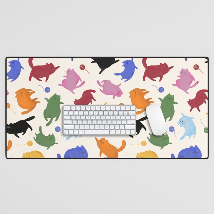 Rainbow Kittens Pattern Desk Mat Gallery Image 1