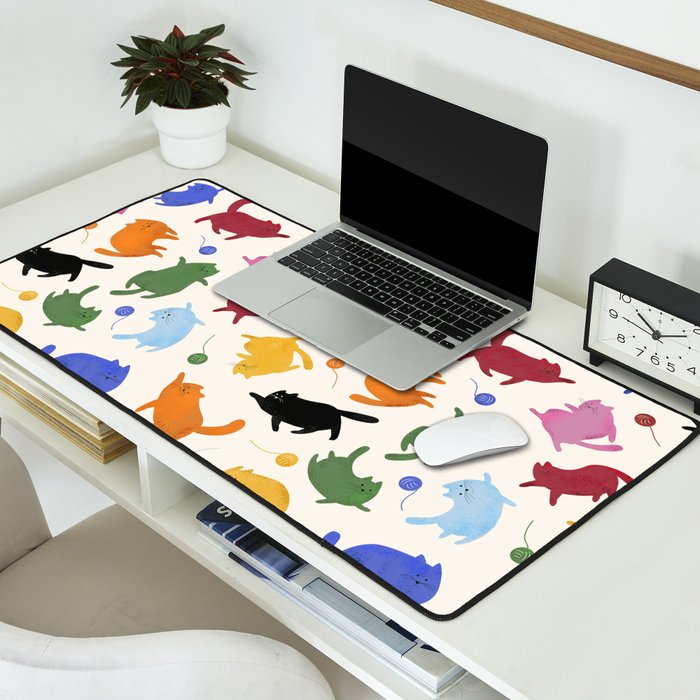 Rainbow Kittens Pattern Desk Mat Gallery Image 2