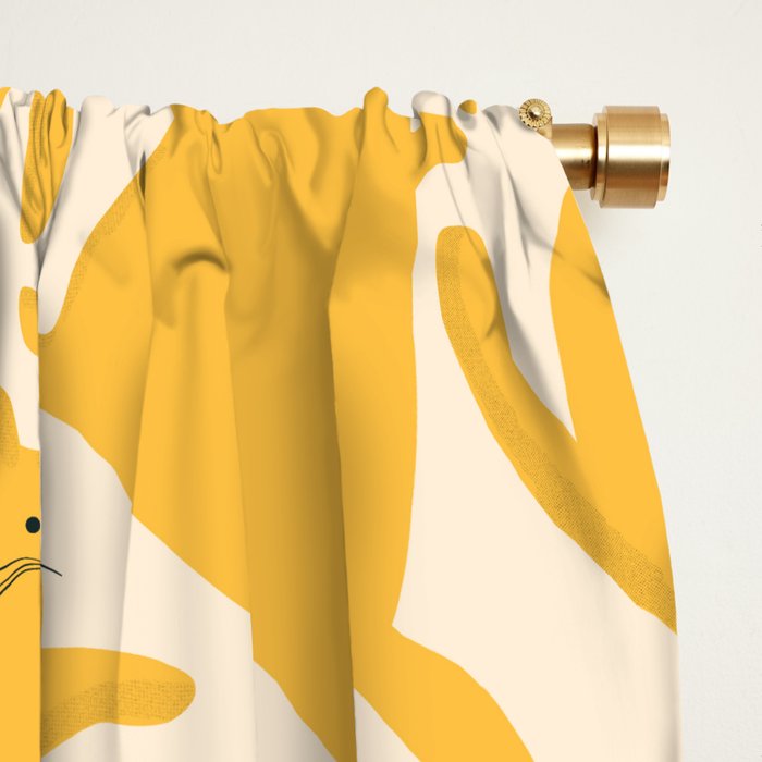 Yellow Silly Cats Pattern Window Curtain Gallery Image 2