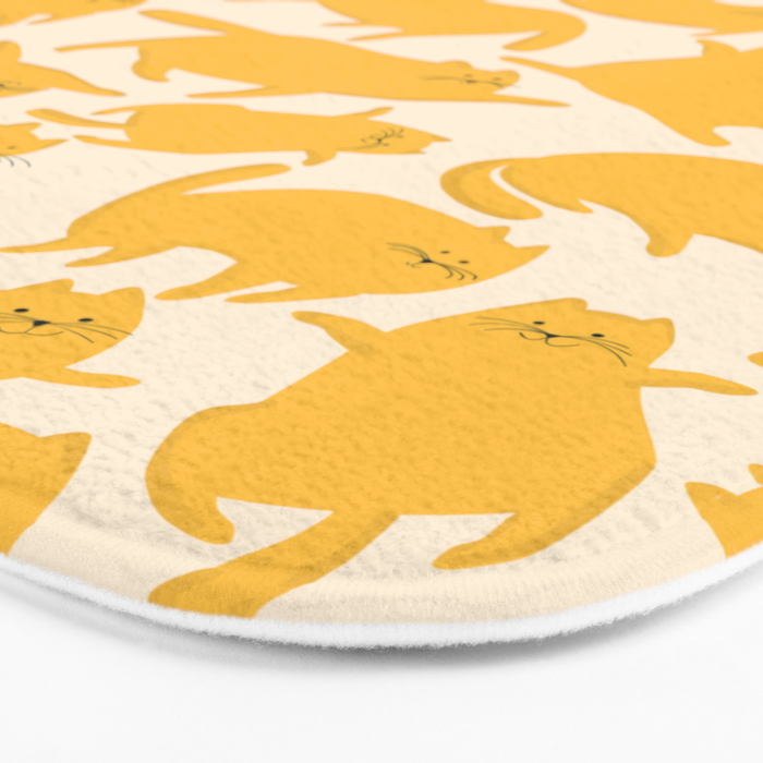 Yellow Silly Cats Pattern Bath Mat Gallery Image 3