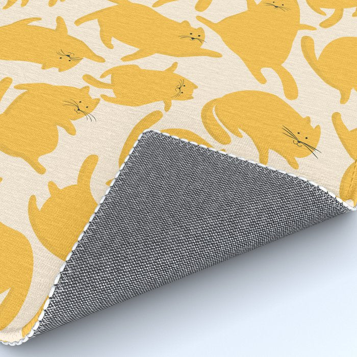 Yellow Silly Cats Pattern Rug Gallery Image 4