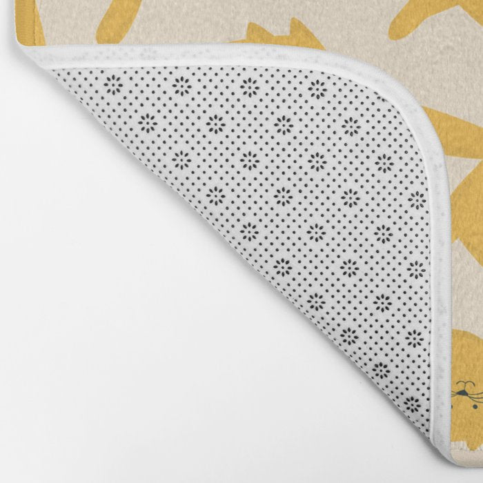 Yellow Silly Cats Pattern Bath Mat Gallery Image 2