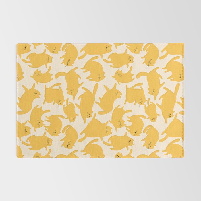 Yellow Silly Cats Pattern Rug Gallery Image 2