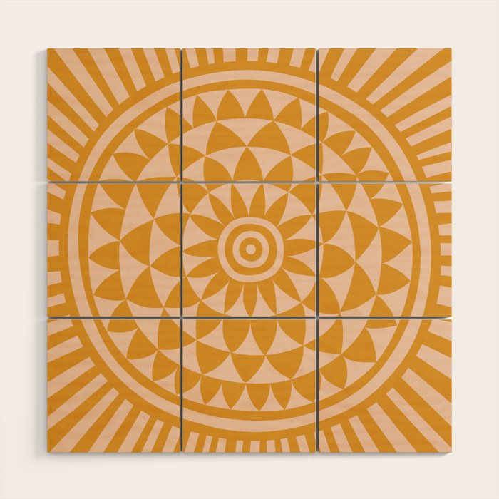 Geometric Yellow Sun  Wood Wall Art Gallery Image 1