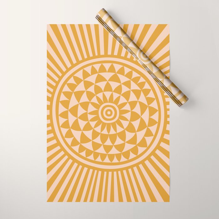 Geometric Yellow Sun  Wrapping Paper Gallery Image 1