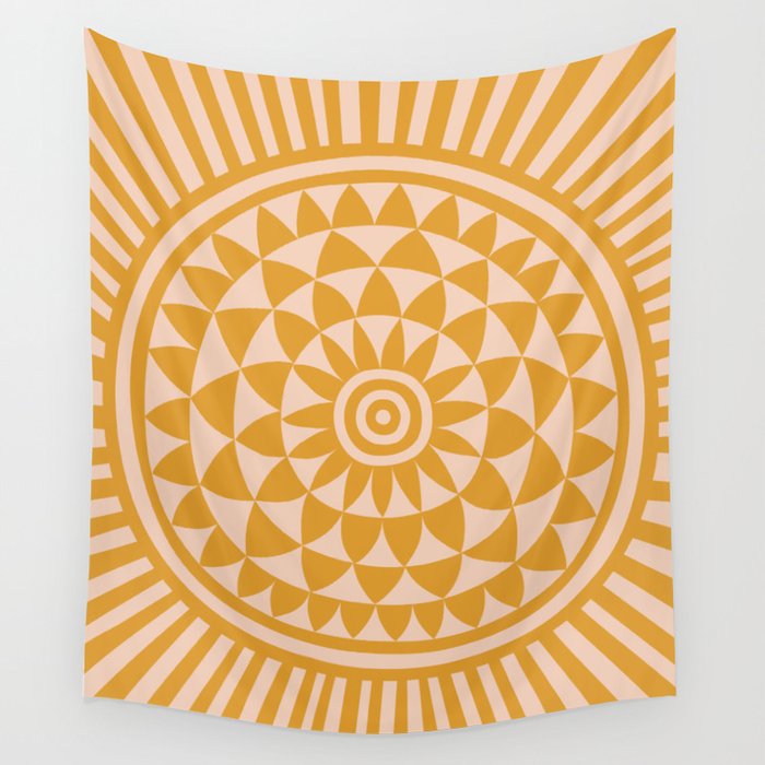 Geometric Yellow Sun  Wall Tapestry Gallery Image 4