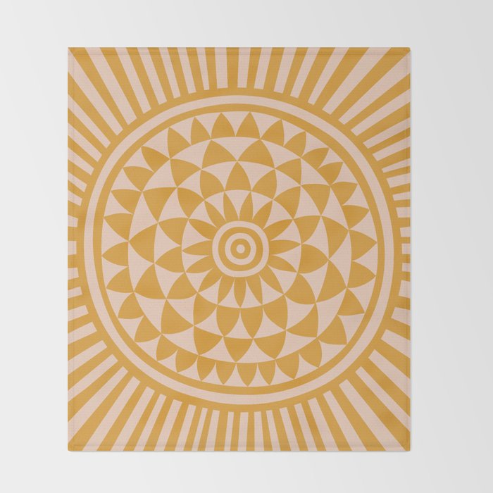 Geometric Yellow Sun  Throw Blanket Gallery Image 2